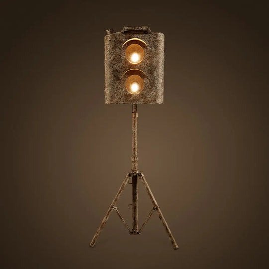 Modern Tripod Floor Light With 2 Metallic Bulbs - Ideal For Living Room Rust