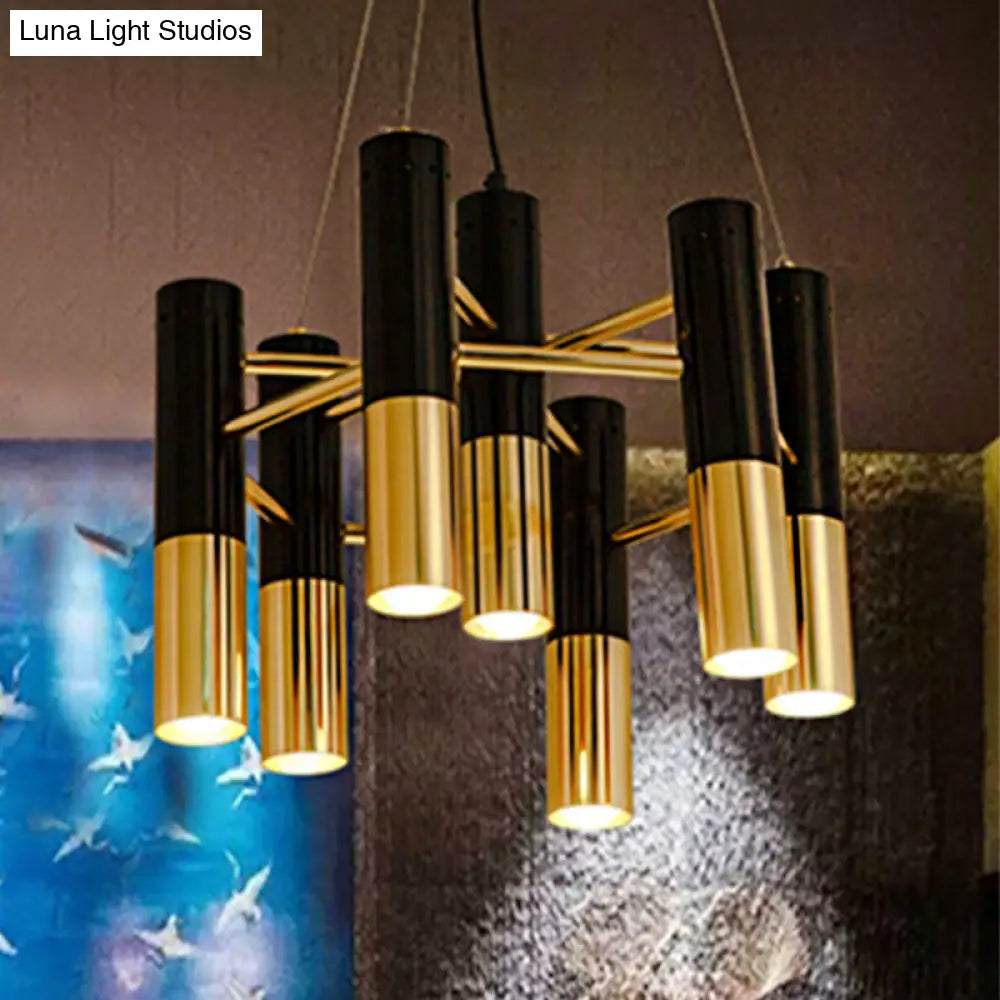 Modern Tube Chandelier Light - Gold Metal 7/13/19 Lights Warm Lighting For Living Room