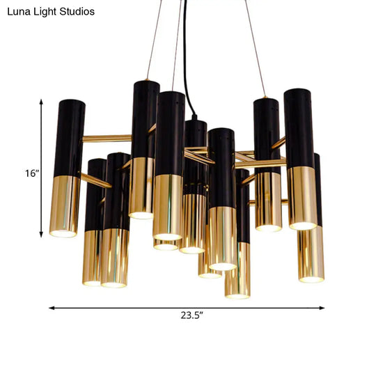 Modern Gold Tube Chandelier Light In Warm Glow For Living Room - 7/13/19 Lights