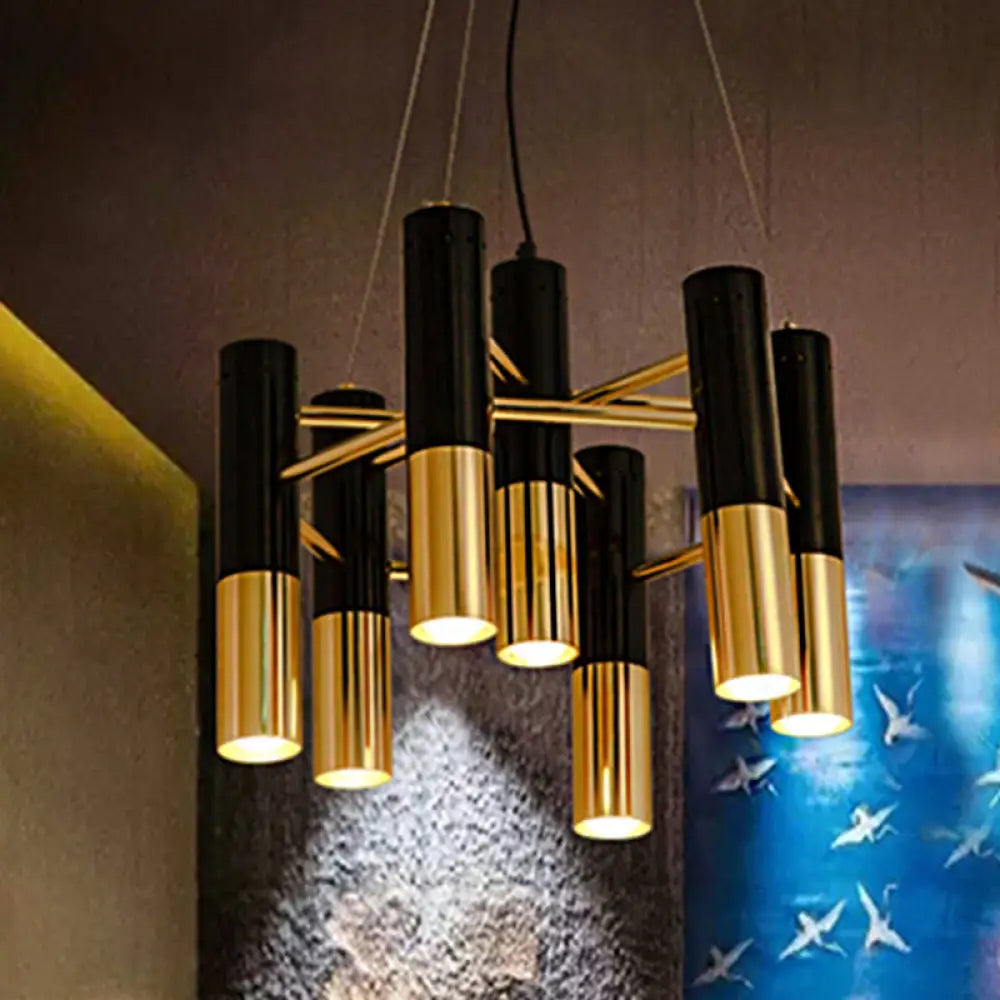 Modern Tube Chandelier Light - Gold Metal 7/13/19 Lights Warm Lighting For Living Room 7 /