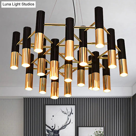 Modern Gold Tube Chandelier Light In Warm Glow For Living Room - 7/13/19 Lights