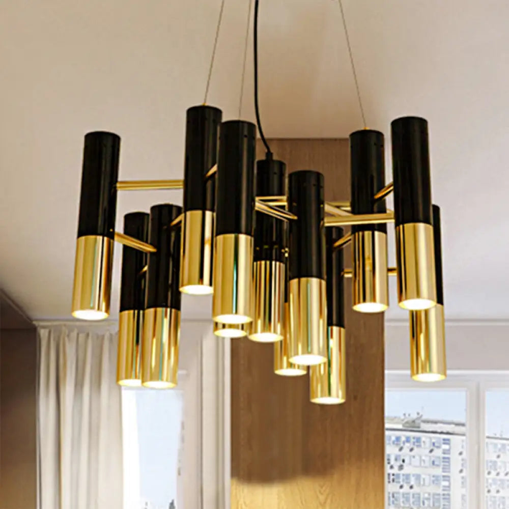 Modern Tube Chandelier Light - Gold Metal 7/13/19 Lights Warm Lighting For Living Room 13 /