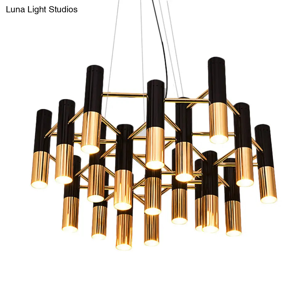 Modern Tube Chandelier Light - Gold Metal 7/13/19 Lights Warm Lighting For Living Room