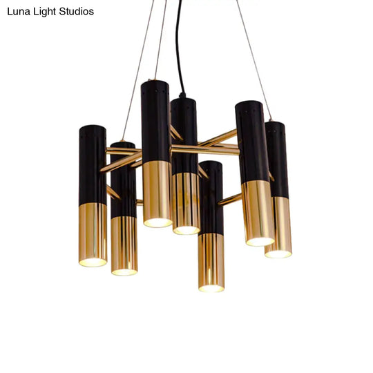 Modern Tube Chandelier Light - Gold Metal 7/13/19 Lights Warm Lighting For Living Room