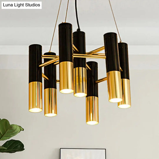 Modern Gold Tube Chandelier Light In Warm Glow For Living Room - 7/13/19 Lights