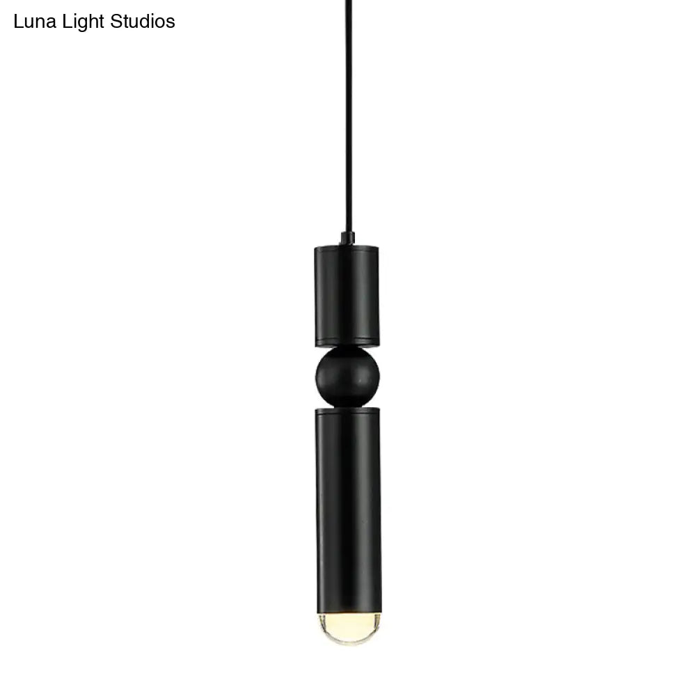 Modern Tube Hanging Light - Metal Black/White/Brass Led Suspension Pendant In Warm Ideal For Dining