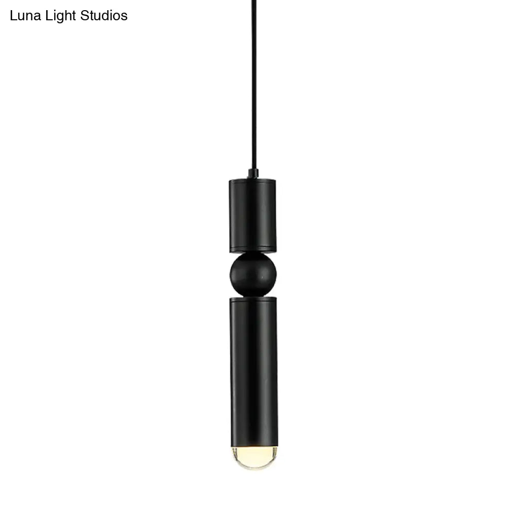 Modern Tube Hanging Light - Metal Black/White/Brass Led Suspension Pendant For Dining Room Warm