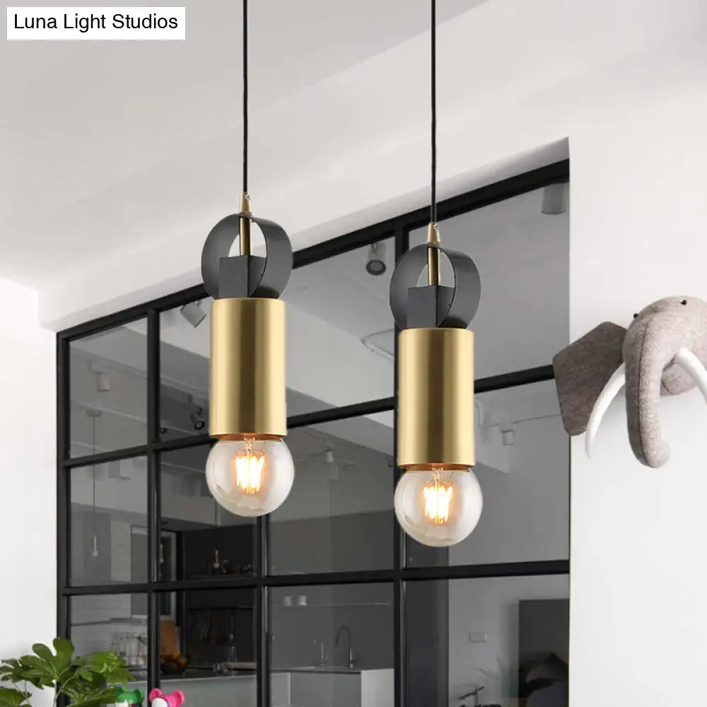 Modern Tube Mini Pendulum Light - Brass Finish | Bedroom Suspension Lamp