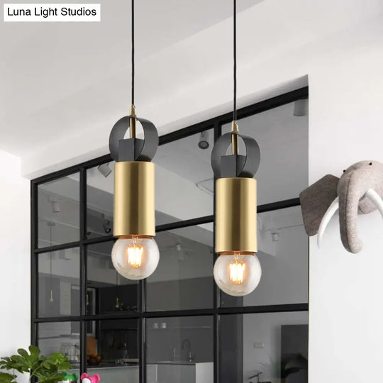 Modern Tube Mini Pendulum Light - Brass Finish For Bedroom Suspension