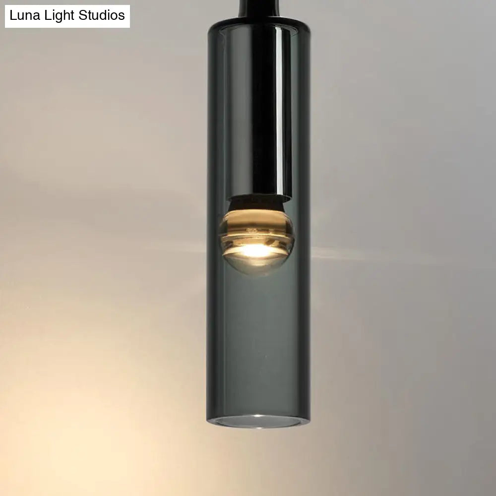 Modern Tubular Black Glass Wall Sconce - 1 Light Drop Lamp