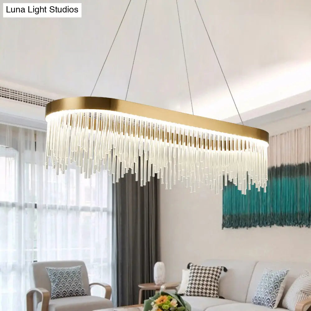 Modern Crystal Tubular Chandelier Lamp - Led Brass Pendant Light In Warm/White Sizes 23.5/31.5/39 /