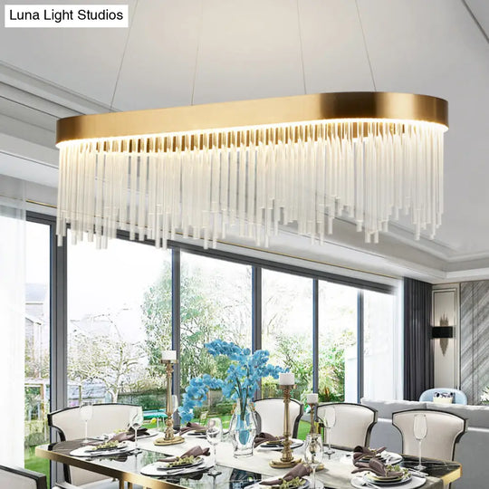 Modern Crystal Tubular Chandelier Lamp - Led Brass Pendant Light In Warm/White Sizes 23.5/31.5/39 /