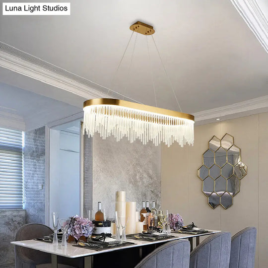 Modern Crystal Tubular Chandelier Lamp - Led Brass Pendant Light In Warm/White Sizes 23.5/31.5/39