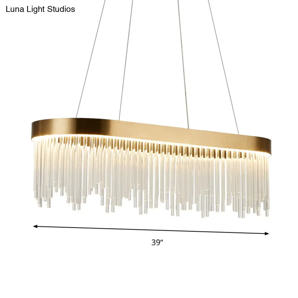 Modern Crystal Tubular Chandelier Lamp - Led Brass Pendant Light In Warm/White Sizes 23.5/31.5/39