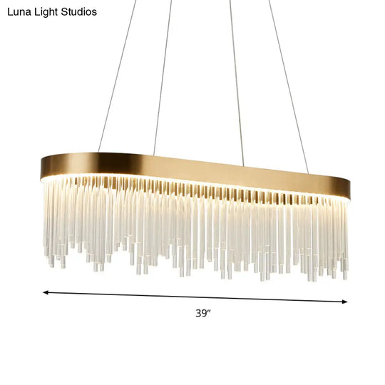 Modern Crystal Tubular Chandelier Lamp - Led Brass Pendant Light In Warm/White Sizes 23.5/31.5/39