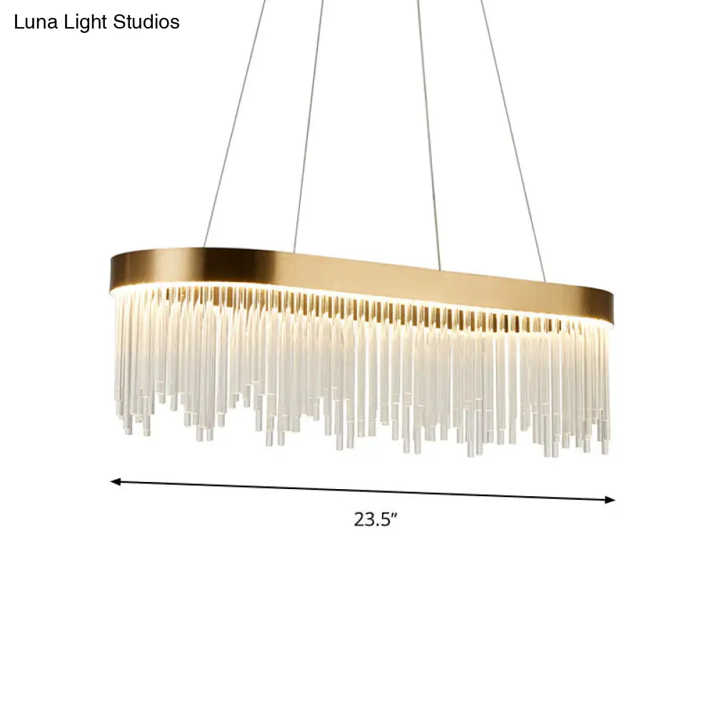 Modern Crystal Tubular Chandelier Lamp - Led Brass Pendant Light In Warm/White Sizes 23.5/31.5/39