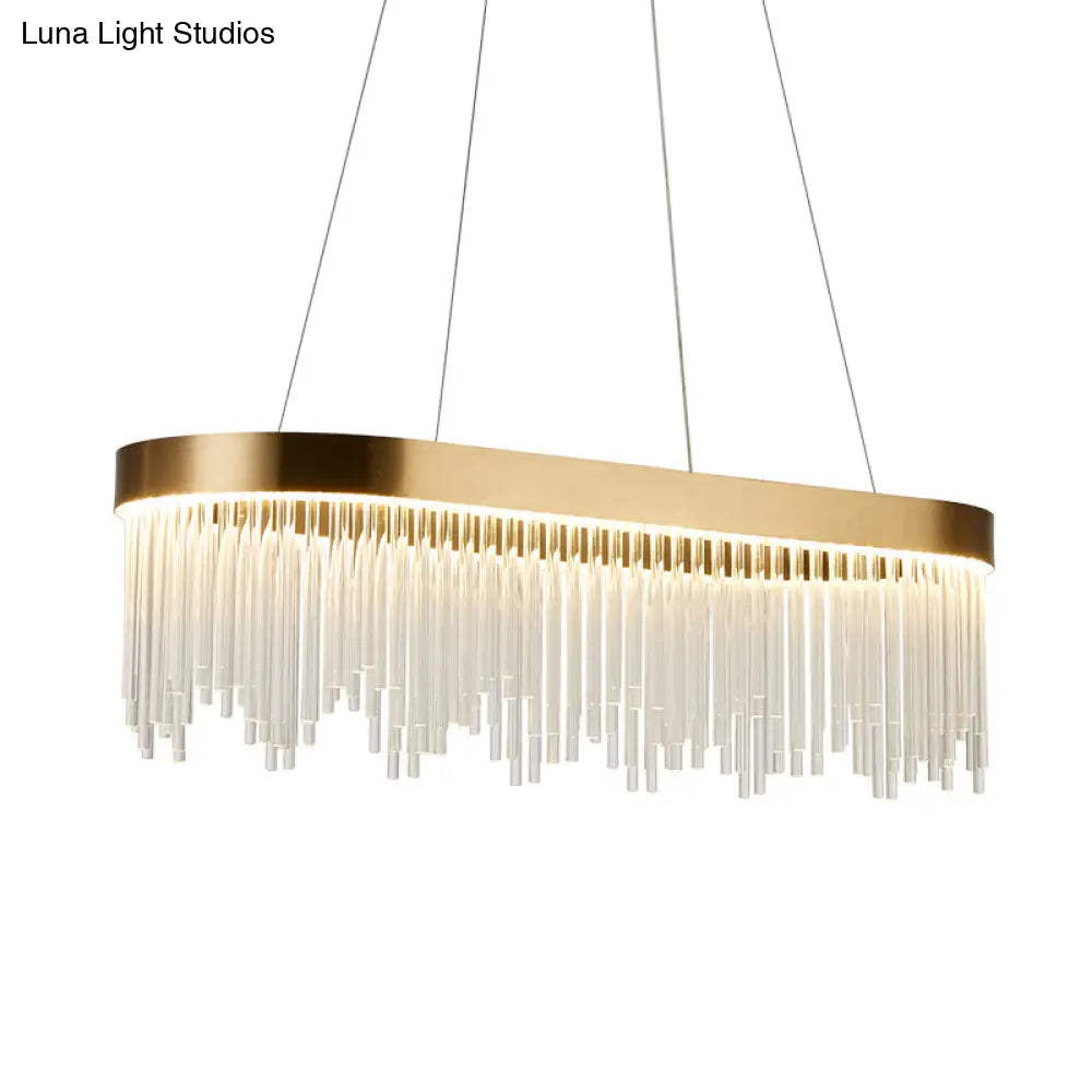 Modern Tubular Crystal Chandelier Lamp - Led Brass Pendant Light In Warm/White 23.5’/31.5’/39’ Wide