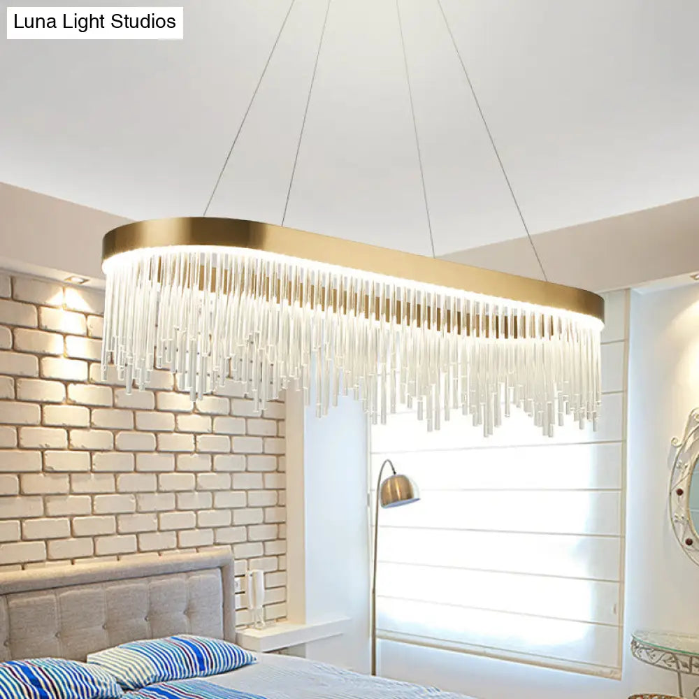 Modern Tubular Crystal Chandelier Lamp - Led Brass Pendant Light In Warm/White 23.5’/31.5’/39’ Wide