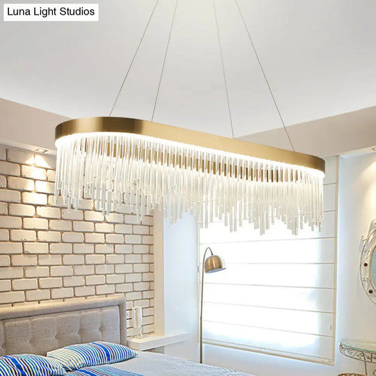 Modern Tubular Crystal Chandelier Lamp - Led Brass Pendant Light In Warm/White 23.5’/31.5’/39’ Wide