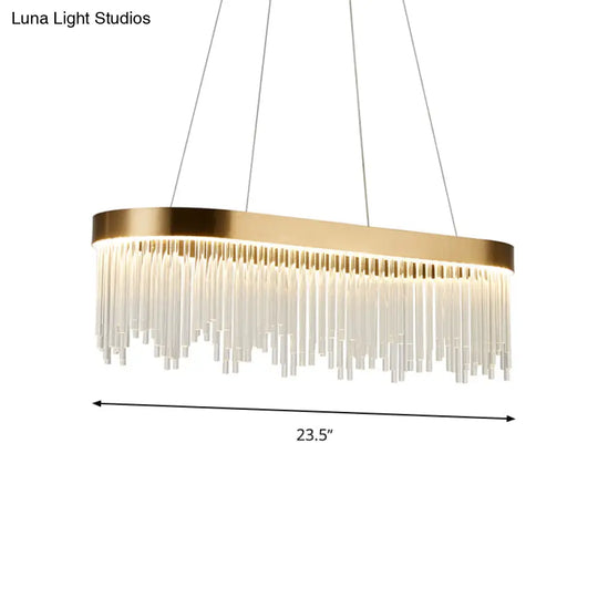 Modern Tubular Crystal Chandelier Lamp - Led Brass Pendant Light In Warm/White 23.5’/31.5’/39’ Wide