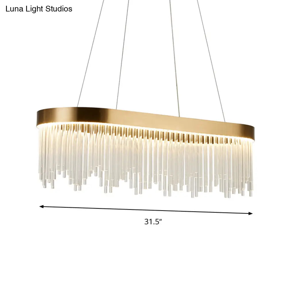 Modern Tubular Crystal Chandelier Lamp - Led Brass Pendant Light In Warm/White 23.5’/31.5’/39’ Wide