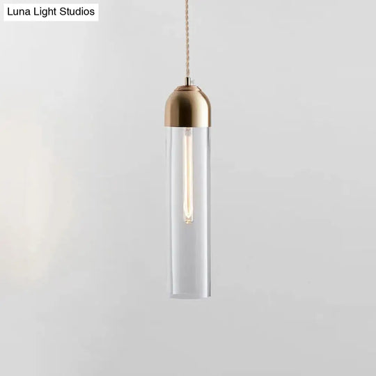 Modern Tubular Hanging Pendant Light - Glass Suspension Lamp For Dining Room 1-Light Clear