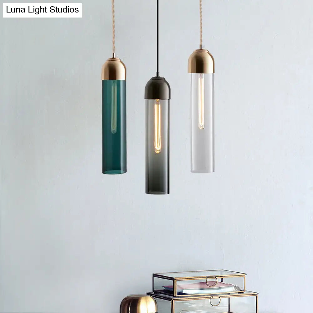 Modern Tubular Pendant Light - Sleek Glass Dining Room Lamp