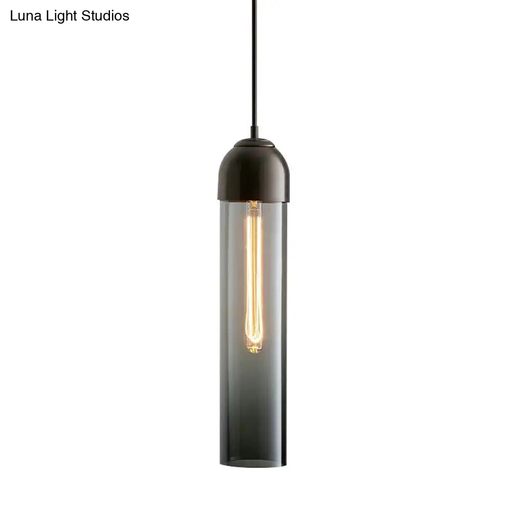 Modern Tubular Hanging Pendant Light - Glass Suspension Lamp For Dining Room 1-Light