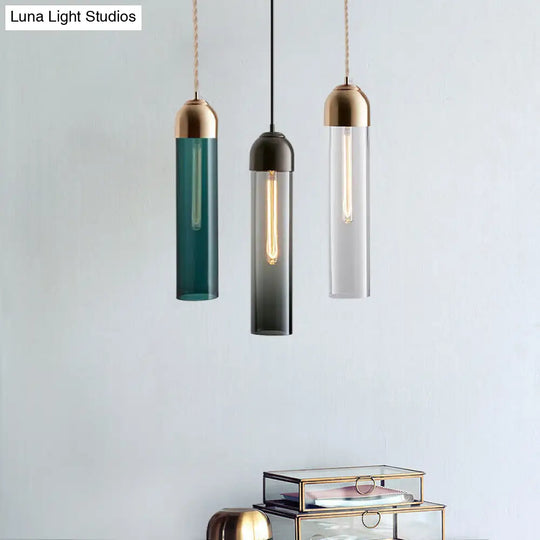 Modern Tubular Hanging Pendant Light - Glass Suspension Lamp For Dining Room 1-Light