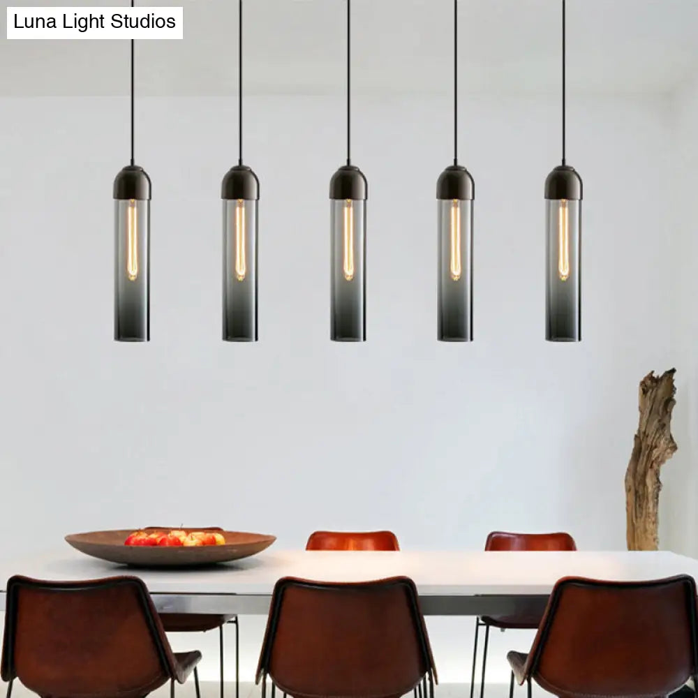 Modern Tubular Hanging Pendant Light - Glass Suspension Lamp For Dining Room 1-Light