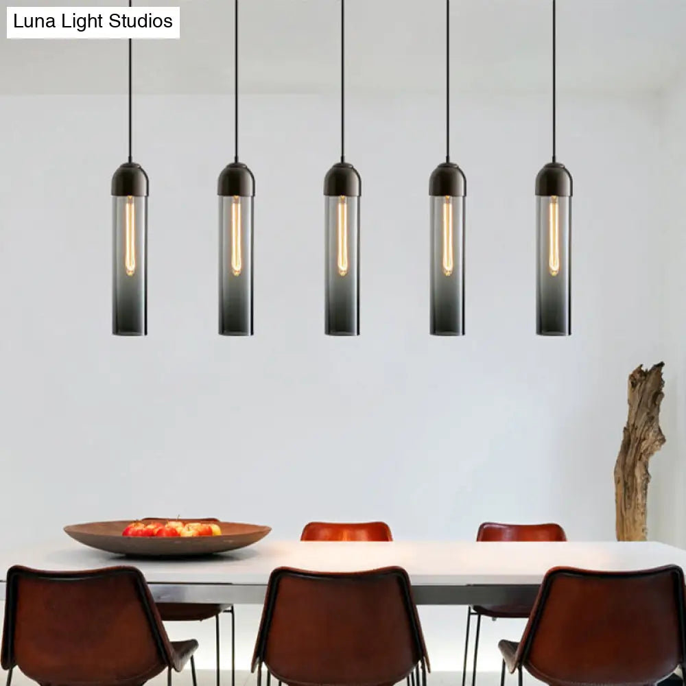 Modern Tubular Pendant Light - Sleek Glass Dining Room Lamp