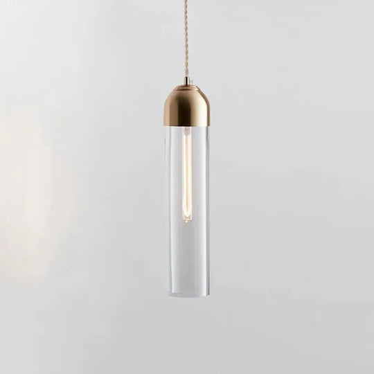 Modern Tubular Pendant Light - Sleek Glass Dining Room Lamp Clear
