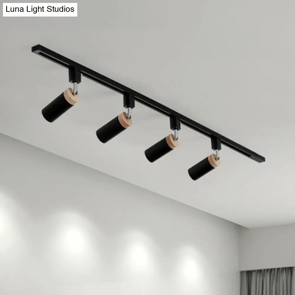 Modern Tubular Track Light For Commercial Use - Metal Spotlight With Semi-Mount Ceiling Design