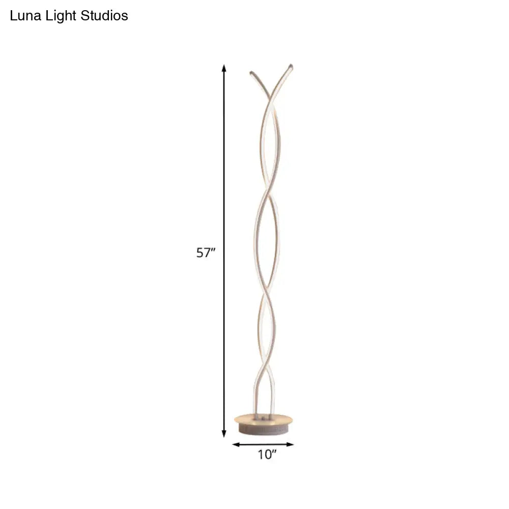 Modern Twist Reading Floor Lamp - Metallic Led Lighting For Bedroom With Stand Warm/White Light