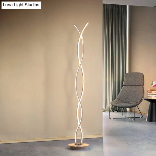 Modern Twist Reading Floor Lamp - Metallic Led Lighting For Bedroom With Stand Warm/White Light