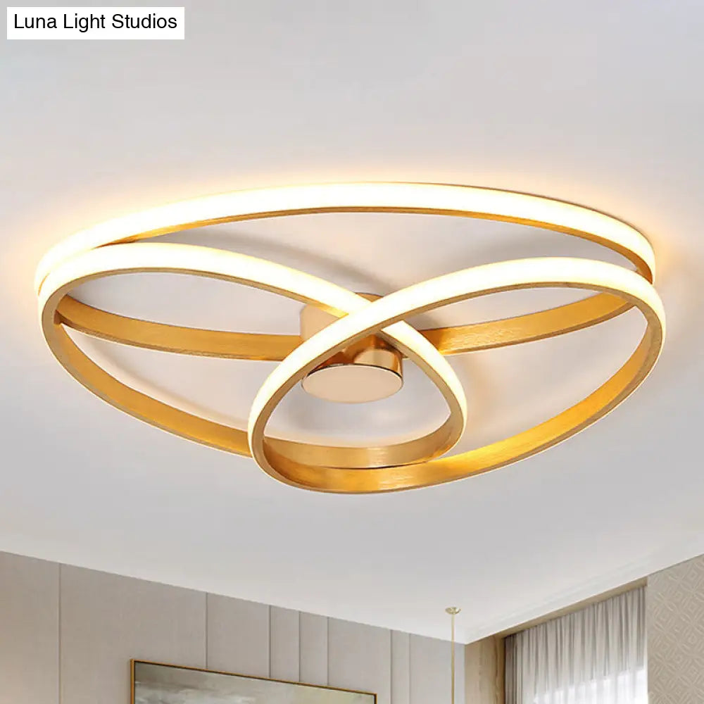 Modern Twisted Ceiling Mount Led Light Fixture In Gold