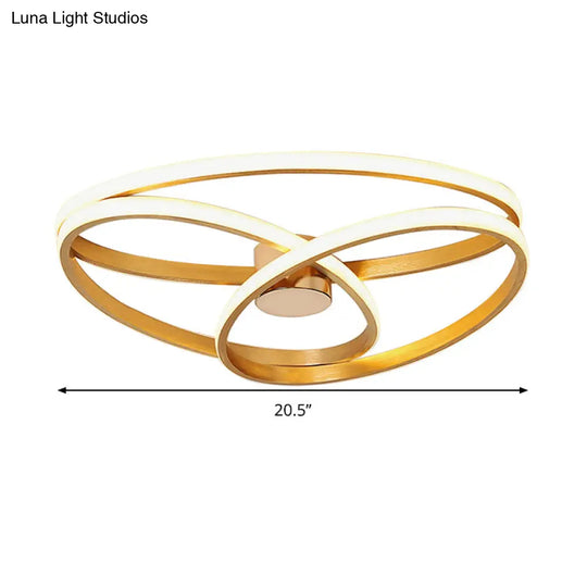 Modern Twisted Ceiling Mount Led Light Fixture In Gold