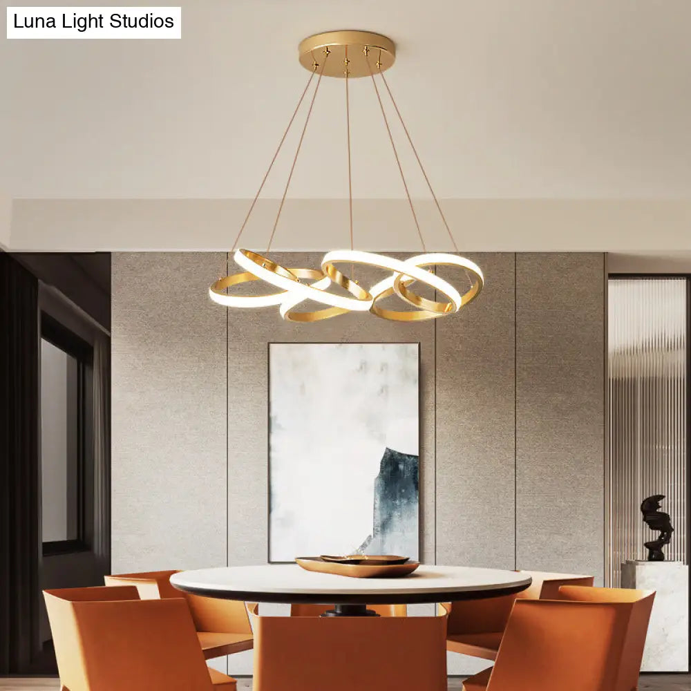 Modern Twisted Chandelier: Chic Metal Suspension Light For Restaurants Hanging Cord Included