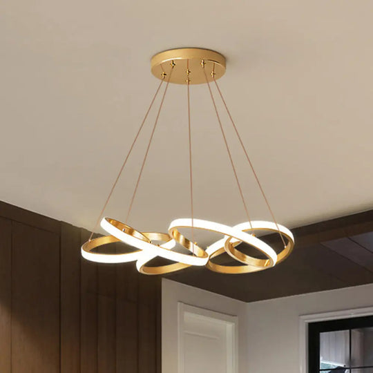 Modern Twisted Chandelier: Chic Metal Suspension Light For Restaurants Hanging Cord Included Gold /