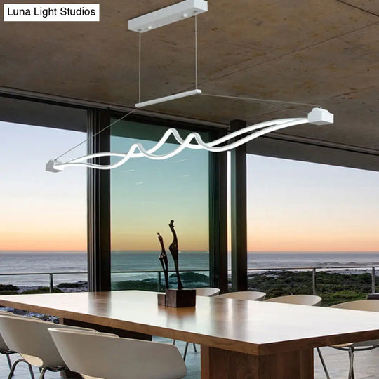 Modern Twisted Island Pendant Led Ceiling Light For Contemporary Metallic Dining Room