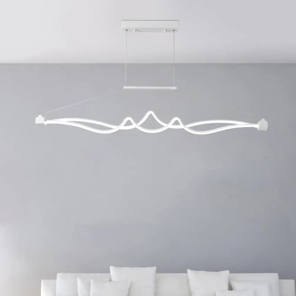 Modern Twisted Island Pendant Led Ceiling Light For Contemporary Metallic Dining Room White /