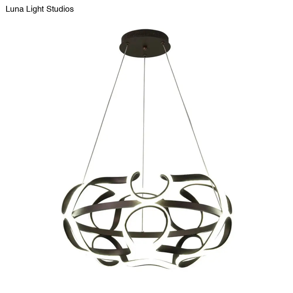 Modern Twisted Led Chandelier Pendant Light In Coffee - Acrylic Hanging Lamp For Living Room