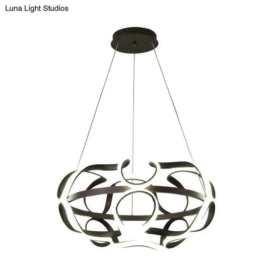 Modern Twisted Led Chandelier Pendant Light In Coffee - Acrylic Hanging Lamp For Living Room