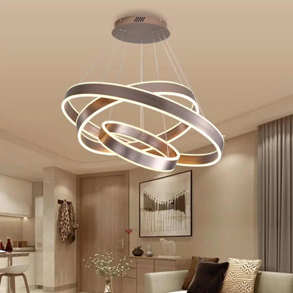 Modern Twisted Pendant Chandelier - Acrylic 1/2/3 Lights Brown Natural Light 3 /