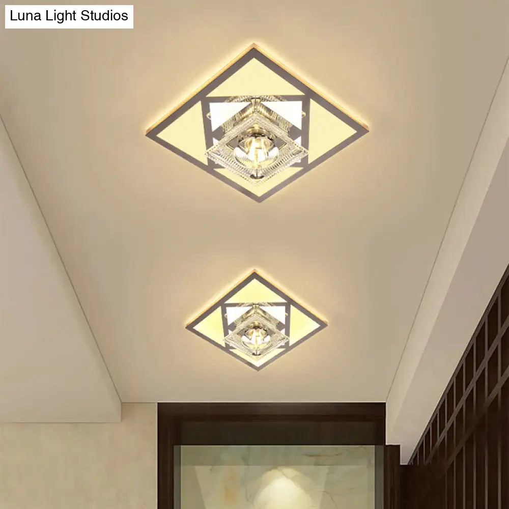 Modern Ultra-Thin Clear Crystal Flushmount Ceiling Spotlight For Corridor