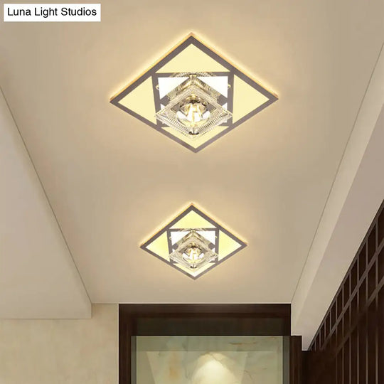 Modern Ultra-Thin Clear Crystal Flushmount Ceiling Spotlight For Corridor