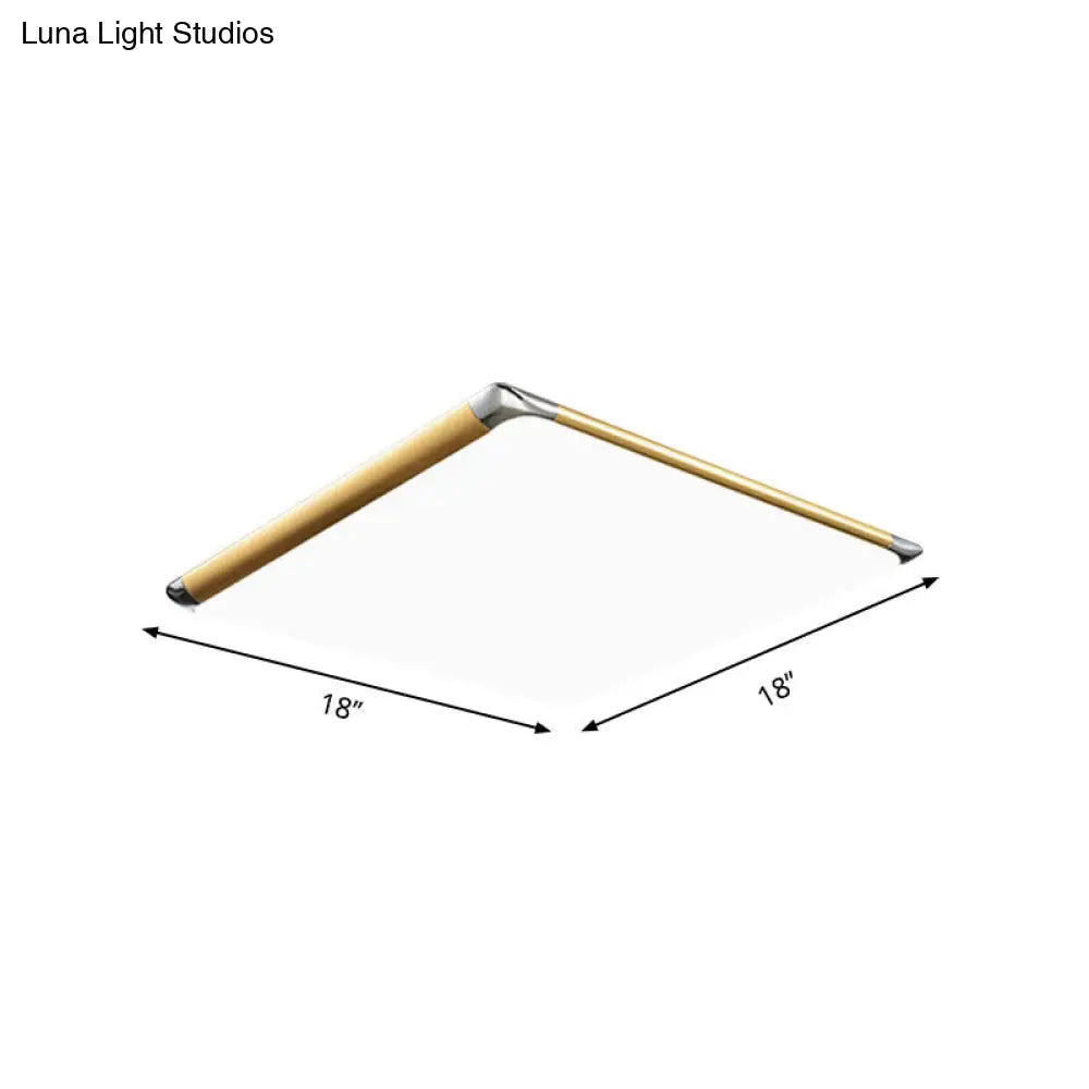 Modern Ultra - Thin Square Flush Mount With Gold Integrated Led Acrylic Shade - Warm/White