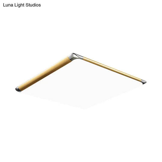 Modern Ultra - Thin Square Flush Mount With Gold Integrated Led Acrylic Shade - Warm/White