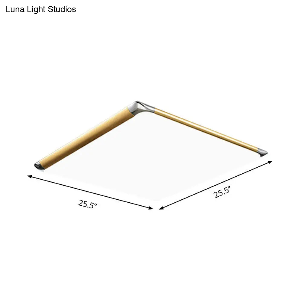 Modern Ultra - Thin Square Flush Mount With Gold Integrated Led Acrylic Shade - Warm/White