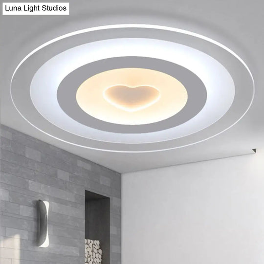 Modern Ultrathin Acrylic Led Ceiling Lamp With Heart Design - Warm/White Light White / Inner Warm